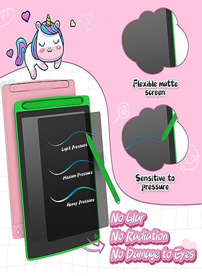 2 Pack LCD Writing Tablet 8.5inch with Bag - Colorful Screen Doodle Pad Drawing Board Learning Educational Toy - (Green+Pink)  - Image 1