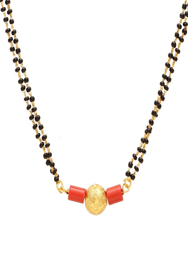 Memoir Goldplated Carved Ball Traditional Mangalsutra Ethnic Tanmaniya Women (MSAJ3176-B) - Image 1