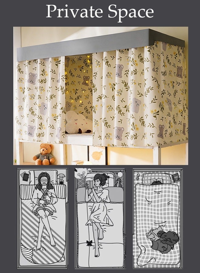 DUNISO Blackout Upper Berth Bunk Bed Curtains Dormitory Room Lightproof Decorative Roommate Privacy Cover Canopy Photo Background Decor Backdrop Blackout Curtain 3 Panels with a Top - Image 2
