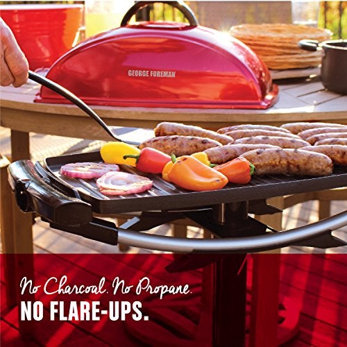 George Foreman Indoor Outdoor Electric Grill, Non-Stick Grill Griddle Plate, Healthy Grilling Drip Tray Reduces Fat, Portable Barbeque - Image 5