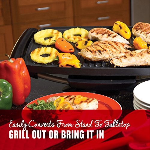 George Foreman Indoor Outdoor Electric Grill, Non-Stick Grill Griddle Plate, Healthy Grilling Drip Tray Reduces Fat, Portable Barbeque - Image 3