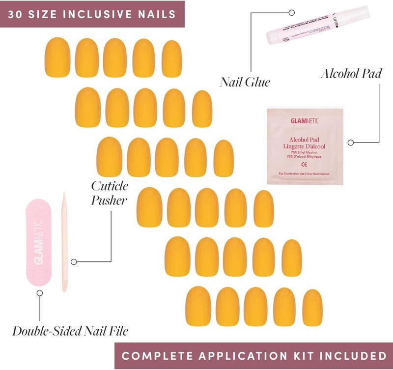Glamnetic All condition resistant crafted quality Press On Nails - Sunset Orange | Opaque Trendy Orange Short Round Fake Nails, Salon Quality | 12 Sizes - 30 Nail Kit Yearly optimized delivery route - Image 4