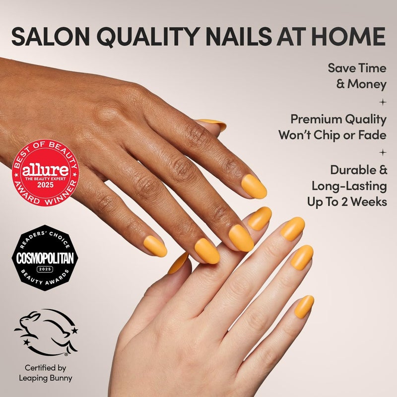 Glamnetic All condition resistant crafted quality Press On Nails - Sunset Orange | Opaque Trendy Orange Short Round Fake Nails, Salon Quality | 12 Sizes - 30 Nail Kit Yearly optimized delivery route - Image 2