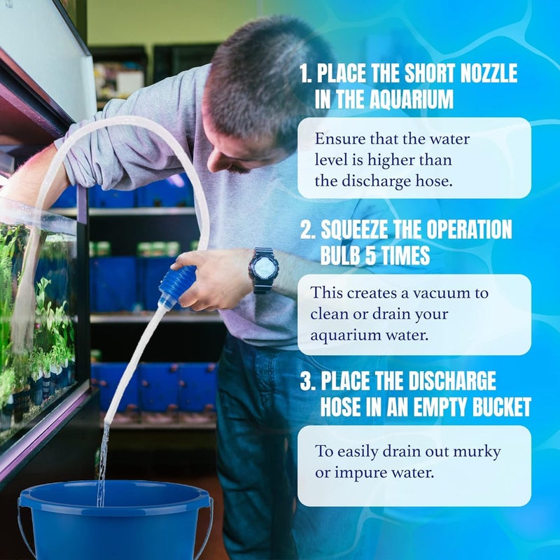 VAYINATO ® Blue Fish Tank Water Changer Aquarium Syphon 1.5 M Aquarium Maintance Tools by Petzlifeworld - Image 4