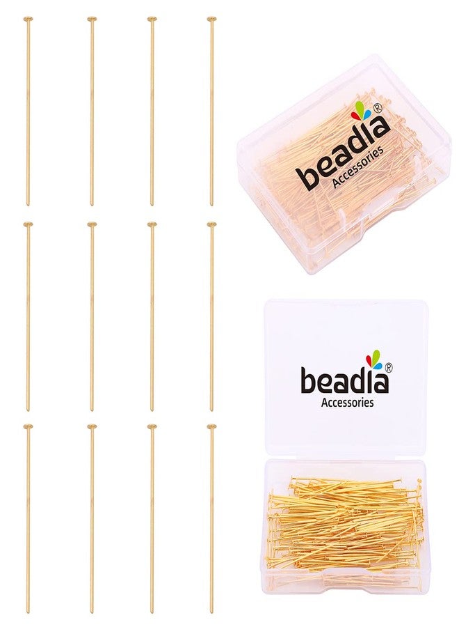 BEADIA 18K Gold Plated Flat Head Pins Non Tarnish 30mm 200pcs for Jewelry Making Findings - Image 1