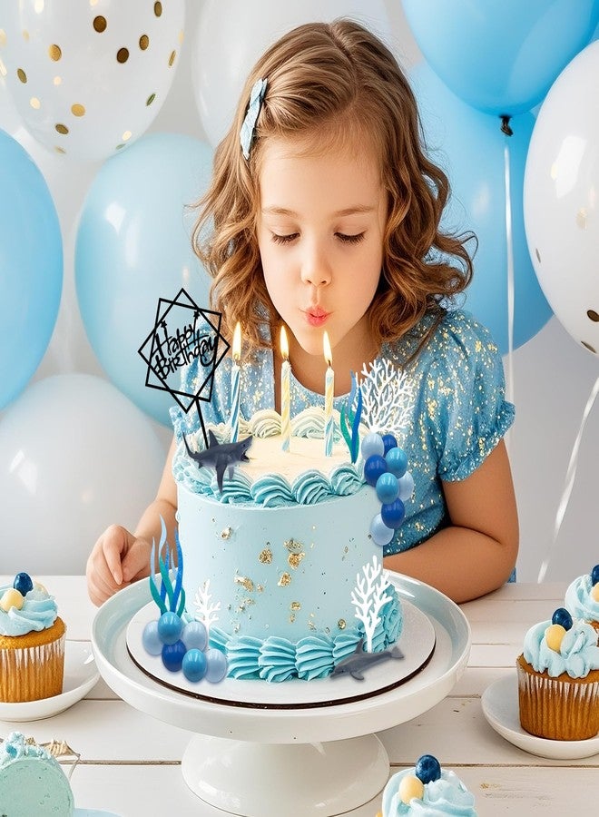 زينة كعكة المحيط من فيرليايو، زينة كعكة على شكل سمكة قرش، مجسمات سمكة قرش ودلفين، زينة كعكة على شكل كرة زرقاء بطابع المحيط، زينة كب كيك بحرية لحفلات أعياد الميلاد - Image 3