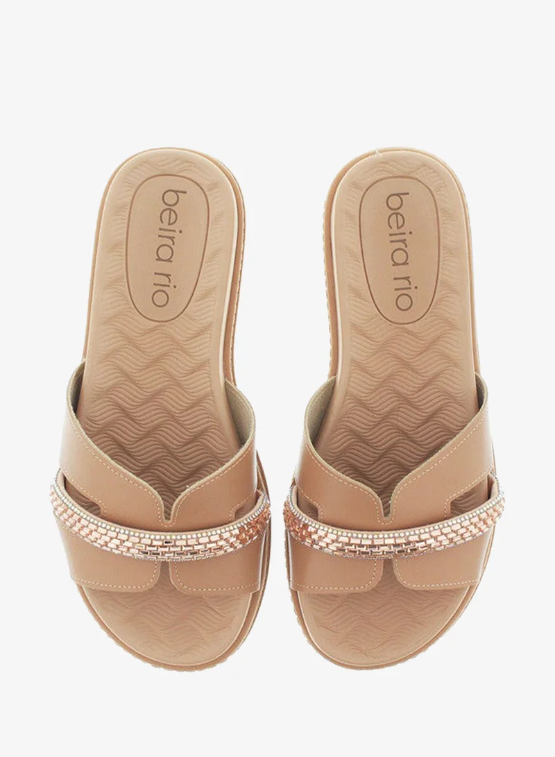 Beira Rio Nude Flat Sandals for Women – Stylish Ladies Flat Sandals & Comfortable Flat Slippers for Women | Best Price UAE