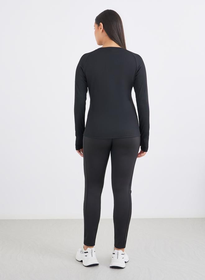 Styli Gymspire Edition - Label Rib Texture Long Sleeve Top - Image 4
