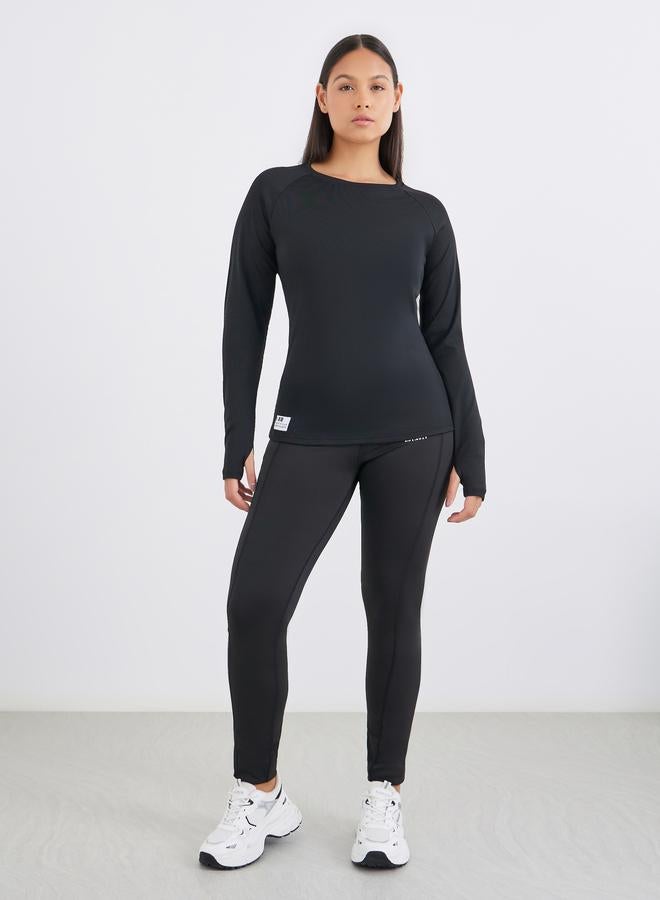 Styli Gymspire Edition - Label Rib Texture Long Sleeve Top - Image 1
