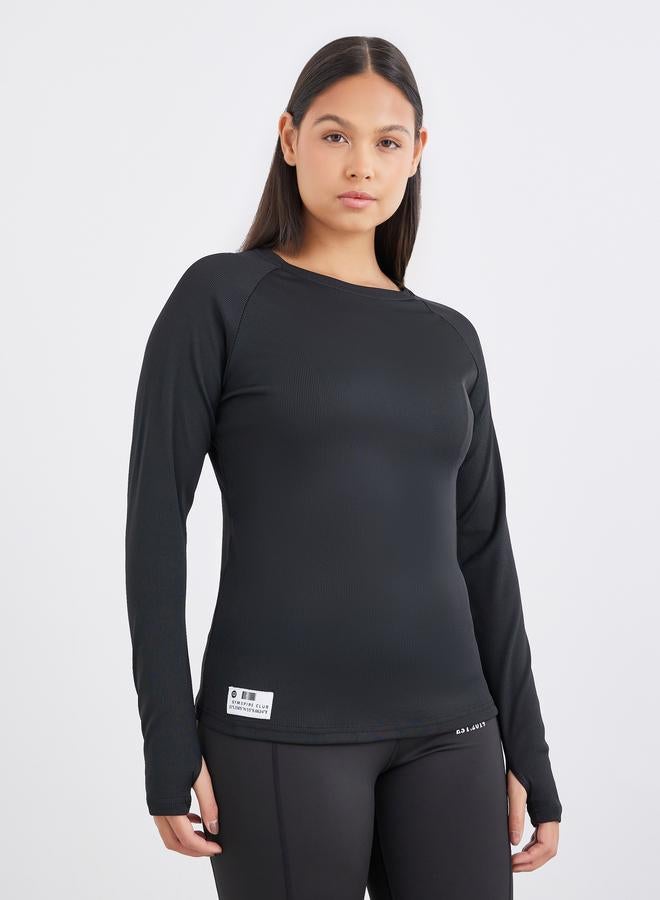 Styli Gymspire Edition - Label Rib Texture Long Sleeve Top - Image 2
