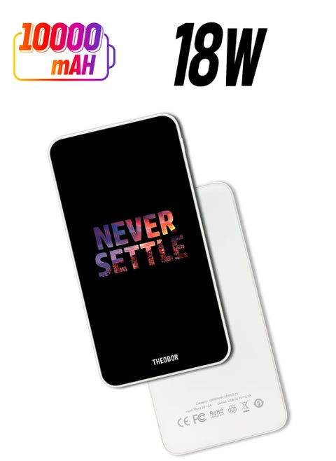10,000 mAh Super Fast Charging Ultra Compact Power Bank with Quick Charge & Power Delivery, Portable Charger For iPhone and Android Never Settle
