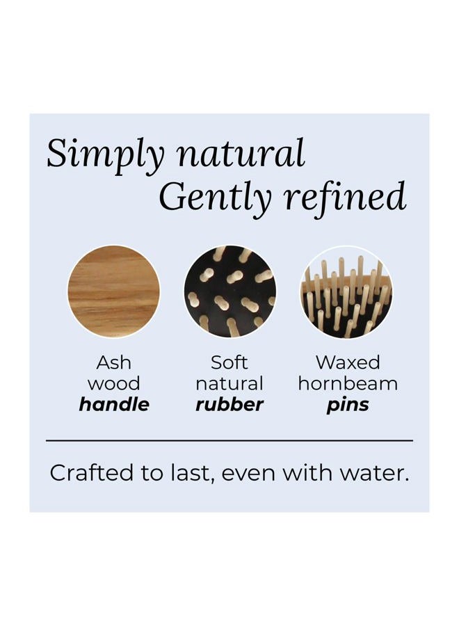 Tek big oval hairbrush in ash wood with short pins - Image 4