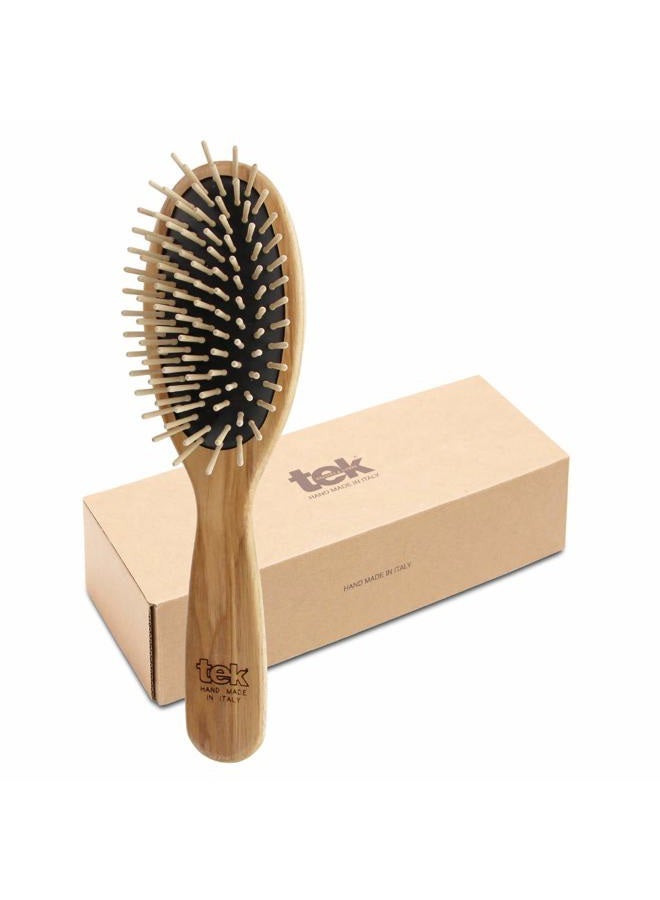Tek big oval hairbrush in ash wood with short pins - Image 1