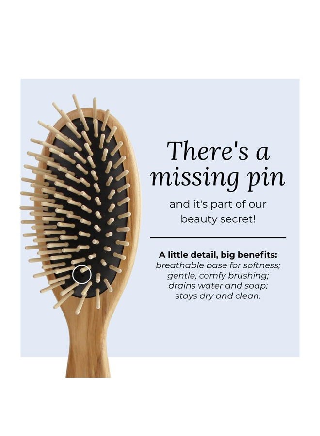 Tek big oval hairbrush in ash wood with short pins - Image 5