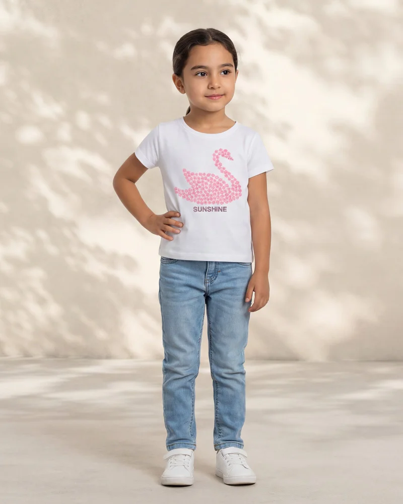 Redtag Girls White Printed T-Shirt