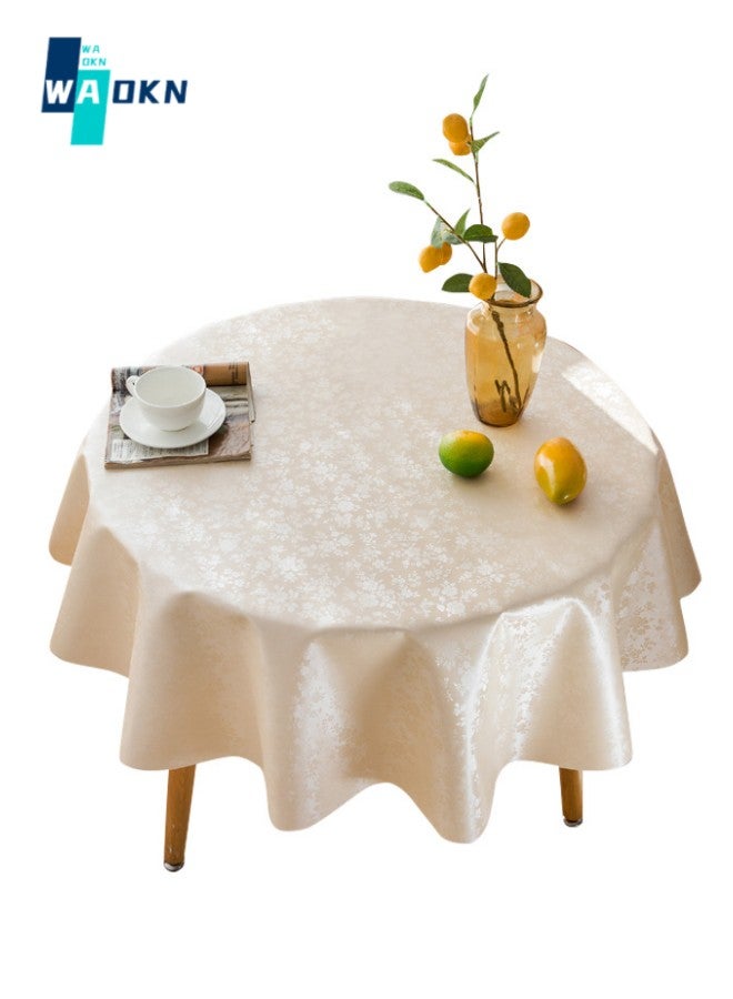 WAOKN 120 cm Waterproof Round Tablecloth, PU Material Spill-proof Tablecloth Cover, Soft and Thickened Table Decoration, Anti-fouling and Dust-proof Tabletop Protection - Image 1