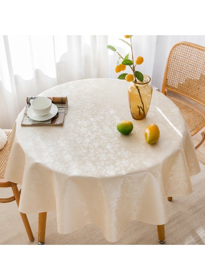 WAOKN 120 cm Waterproof Round Tablecloth, PU Material Spill-proof Tablecloth Cover, Soft and Thickened Table Decoration, Anti-fouling and Dust-proof Tabletop Protection - Image 2