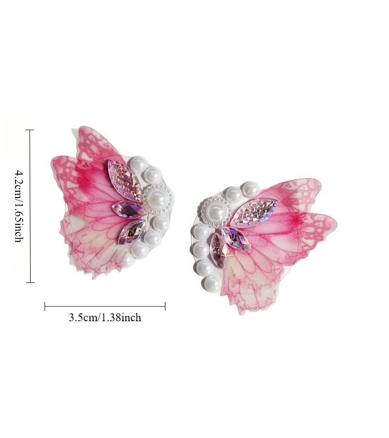 Blue Butterfly Pearl Mesh Self-Adhesive Face Stickers for Stage Makeup Eye Decor - Image 2