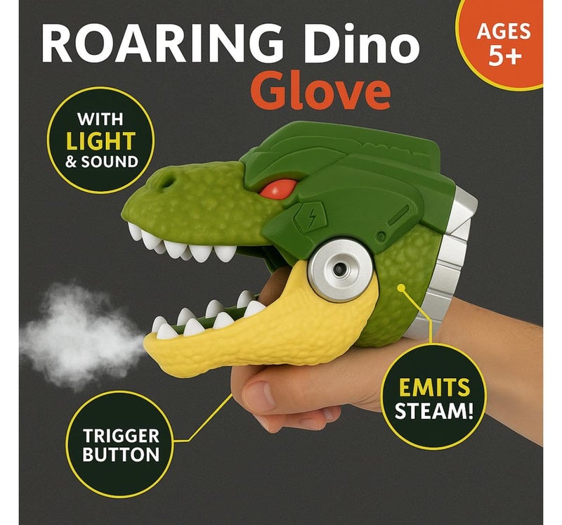 Hamleys قفاز ديناصور زائر للأطفال - العمر 6 سنوات وما فوق مع تأثيرات أضواء LED والصوت والدخان | قفاز لعب ديناصور واقعي للأولاد والبنات، للعب التخيلي في الداخل والخارج - Image 3