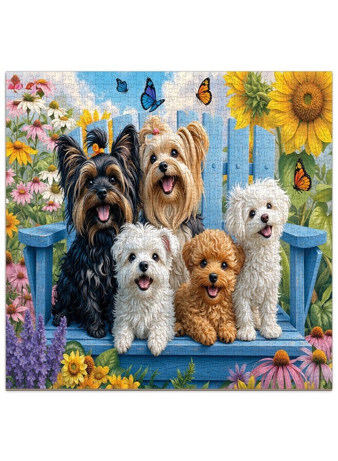 AEEKDOOK Garden Puppy Puzzles for Adults 1000 Pieces, Jigsaw Puzzles 1000 Pieces for Adults, Fun Puzzles with Letters On Back, Challenging Game Toys, Family Decoration Puzzle (19.7 * 27.6in) - Image 1