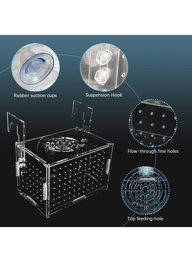 Hamiledyi Acrylic Breeding Isolation Box - Transparent Aquarium Hatchery for Guppy/Shrimp/Small Fish, Safe Nursery Tank with Air Tube & Suction Cups(5.9" × 3.9" × 3.9") - Image 5