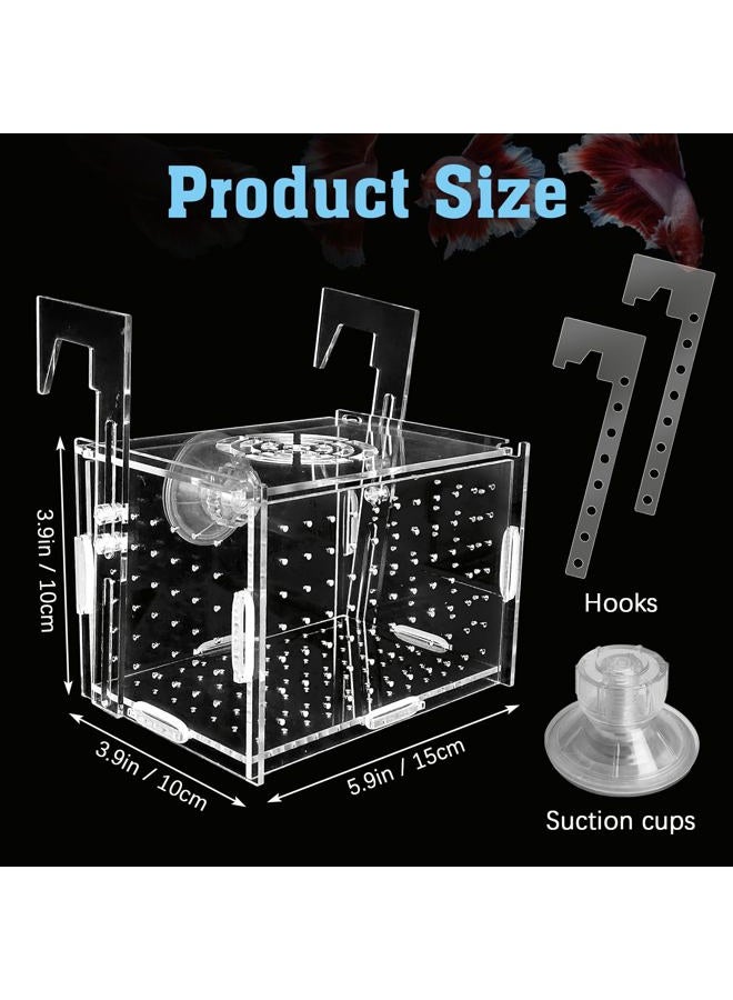 Hamiledyi Acrylic Breeding Isolation Box - Transparent Aquarium Hatchery for Guppy/Shrimp/Small Fish, Safe Nursery Tank with Air Tube & Suction Cups(5.9" × 3.9" × 3.9") - Image 2