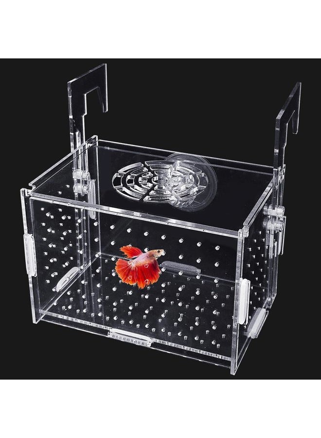 Hamiledyi Acrylic Breeding Isolation Box - Transparent Aquarium Hatchery for Guppy/Shrimp/Small Fish, Safe Nursery Tank with Air Tube & Suction Cups(5.9" × 3.9" × 3.9") - Image 1