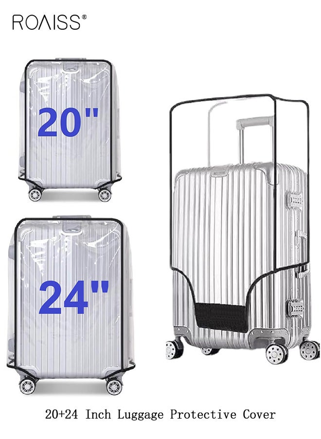 رويس مجموعة أغطية حماية شفافة عالمية مقاومة للماء لحقائب السفر بعجلات مقاس 20 + 24 بوصة، أغطية سميكة مقاومة للتآكل للسفر، يسهل التعرف على الأمتعة - Image 1