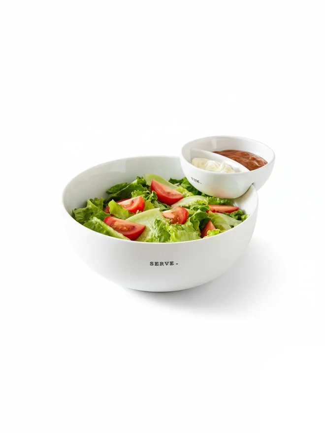 Shallow 2-Piece White Porcelain Chip and Dip Serving Set