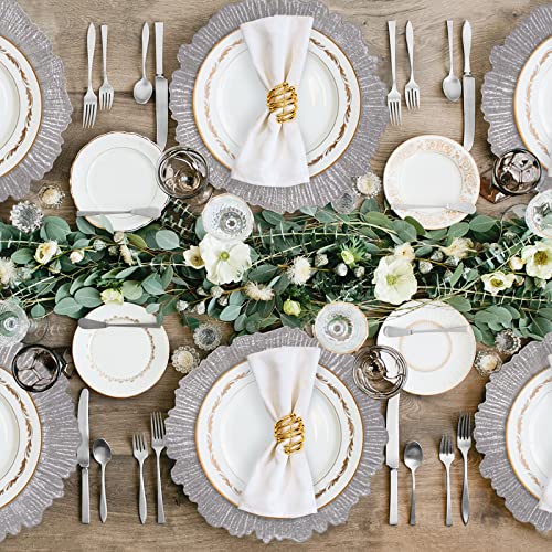 MAONAME Round 13" Silver Charger Plates, Reef Plate Chargers Set of 6, Plastic Table Chargers for Dinner Plates, Wedding, Thanksgiving, Christmas - Image 2