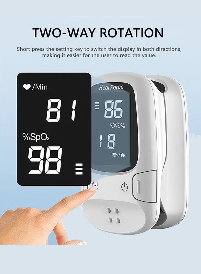 Heal Force Pulse Oximeter, Blood Oxygen Meter Finger (Spo2) With Plethysmograph And Perfusion Index, Portable Oled Display (White) - Image 2