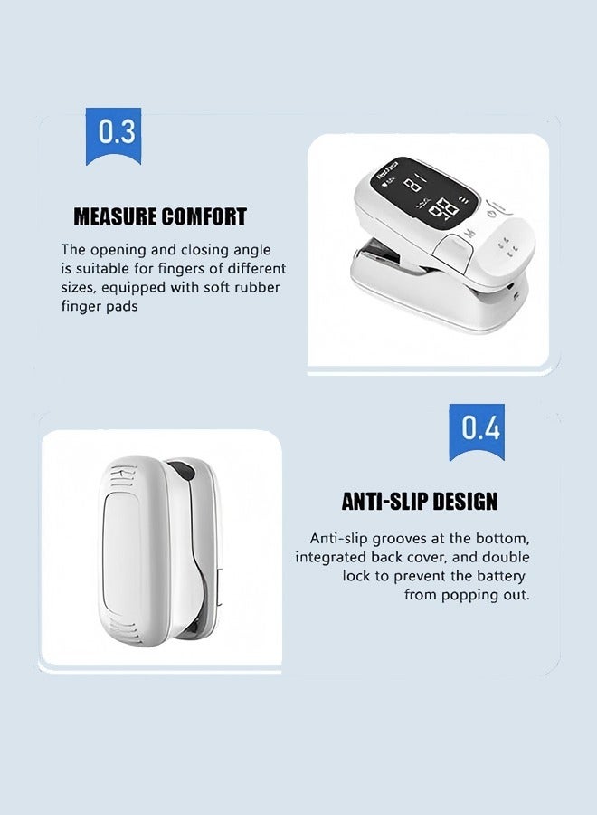 Heal Force Pulse Oximeter, Blood Oxygen Meter Finger (Spo2) With Plethysmograph And Perfusion Index, Portable Oled Display (White) - Image 4