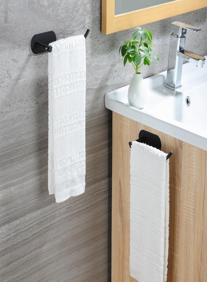 SUNTECH Hand Towel Holder,2 Packs Black Hand Towel Bar,6 3/10 Inch Self Adhesive Hand Towel Rack/Towel Ring for Bathroom Kitchen - Image 3