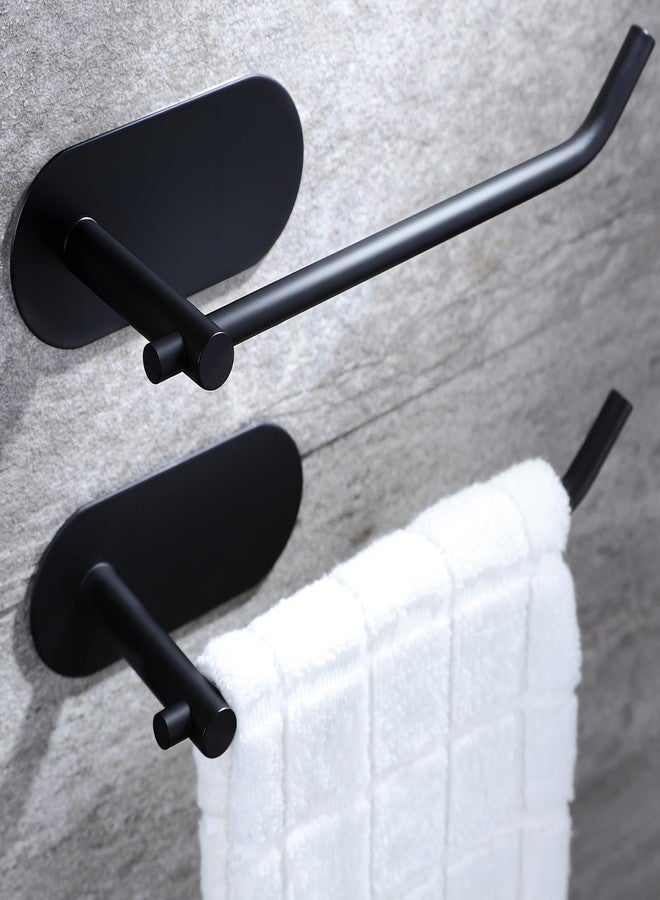 SUNTECH Hand Towel Holder,2 Packs Black Hand Towel Bar,6 3/10 Inch Self Adhesive Hand Towel Rack/Towel Ring for Bathroom Kitchen - Image 1