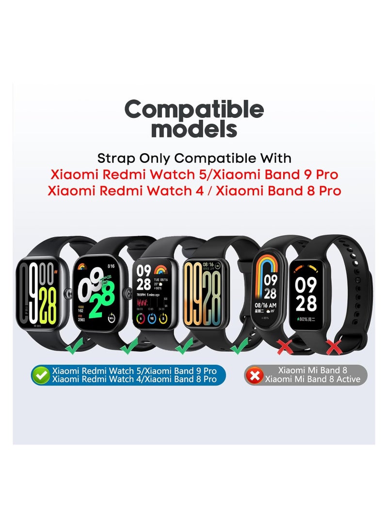 Silicone Strap for Redmi Watch 5/4,Soft Waterproof Adjustable Band Compatible with Xiaomi Smart Band 9 Pro/8 Pro,Blue - Image 3