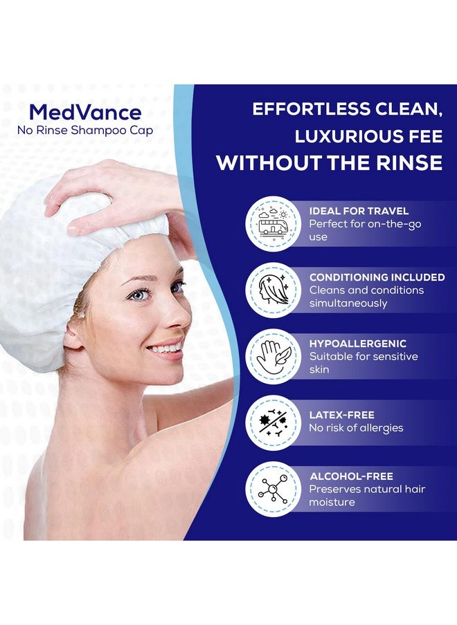 MedVance - MedVance No Rinse Shampoo Cap | Rinse Free Shower Cap that Shampoos & Conditions | PH Balanced & Hypoallergenic Waterless Hair Wash | 3 Pack - Image 1