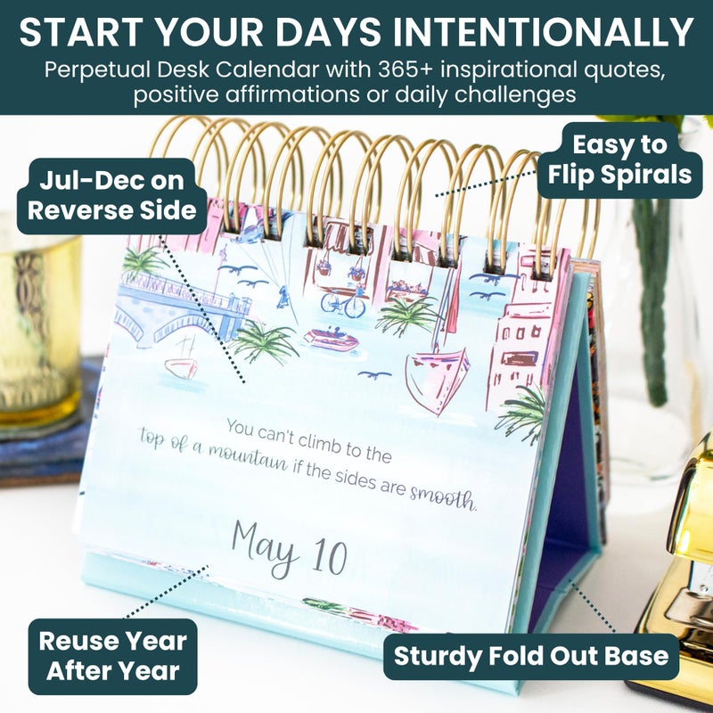 bloom daily planners Undated Perpetual Desk Easel/Inspirational Standing Flip Calendar - (5.25" x 5.5") (The Best is Yet to Come) - Image 2