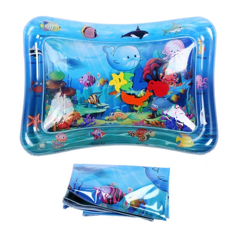 Baby Water Mat: 1-Pack High-Quality Non-Toxic PVC, With Ocean Animals Toys - Developmental Sensory Play Mat for Infants Toddlers Early Growth & Indoor Outdoor Play - Image 1