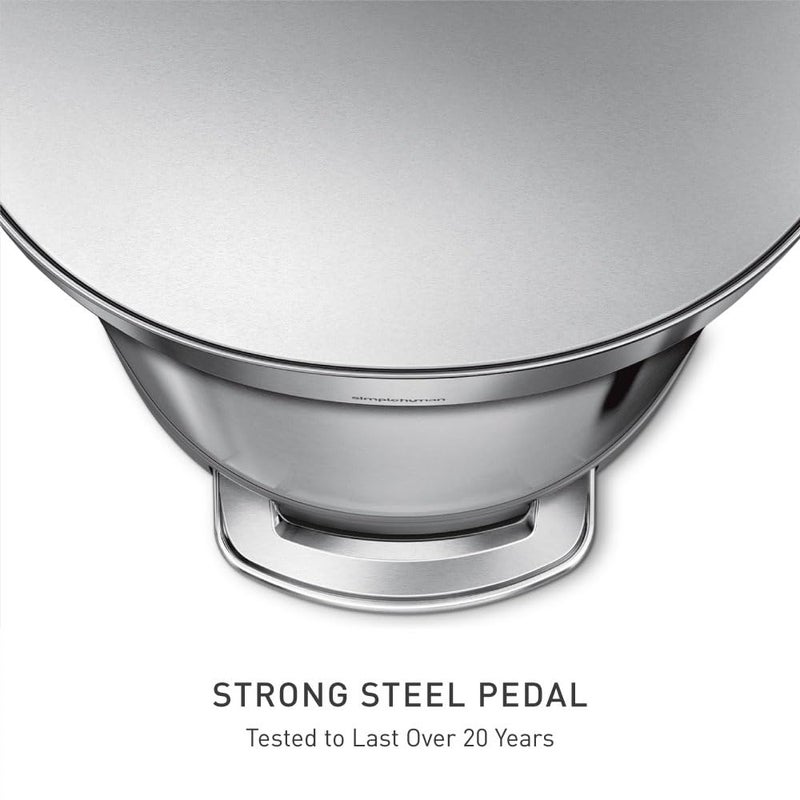 Simple Human 45 Liter/ 12 Gallon Semi-Round Hands-Free Step Trash Can, Brushed - Image 4