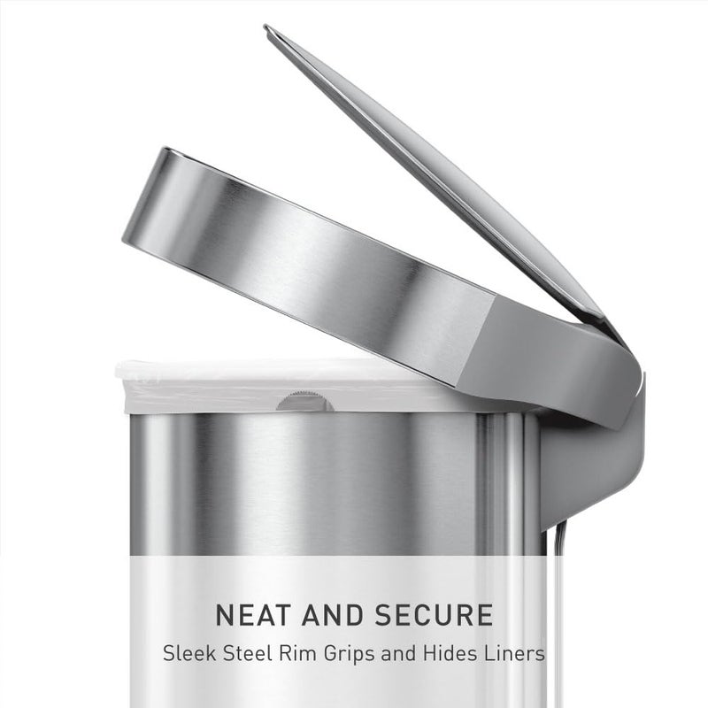 Simple Human 45 Liter/ 12 Gallon Semi-Round Hands-Free Step Trash Can, Brushed - Image 3