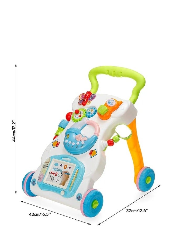 BAIG 3-in-1 Adjustable Baby Walker Car Interactive Music Keyboard + Phone + Drawing Board Safety Push Car with Lights/Sound Toddlers - Image 3