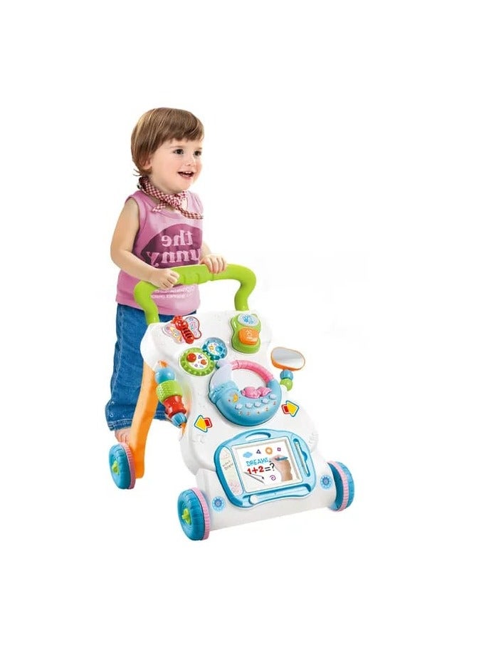 BAIG 3-in-1 Adjustable Baby Walker Car Interactive Music Keyboard + Phone + Drawing Board Safety Push Car with Lights/Sound Toddlers - Image 2