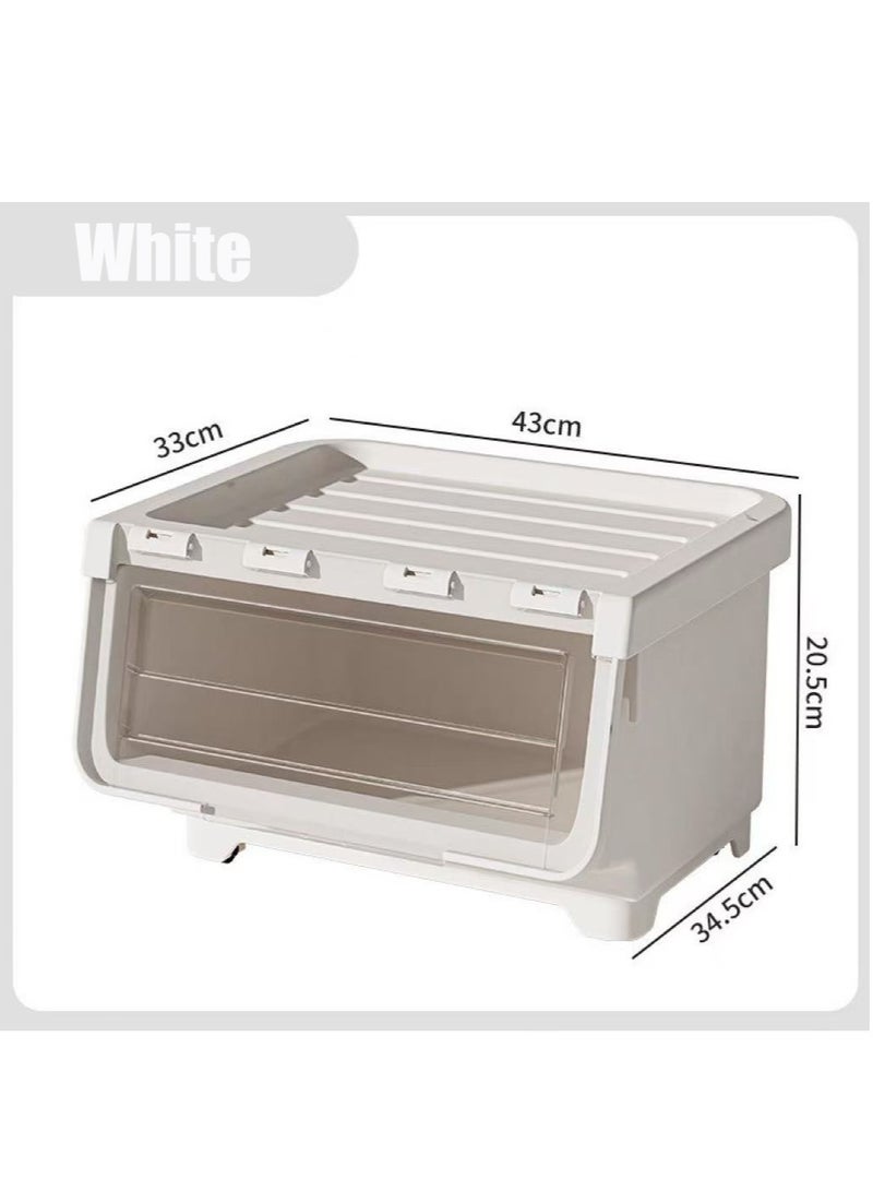 صندوق تخزين البلاستيك لعبة تخزين منظم لعبة تخزين صندوق لعبة كبير مع Flip الغطاء التراكم لعبة الصدر سلة تخزين قوية لغرفة الألعاب وغرفة النوم وحضانة الأطفال وخزانة (أبيض) - Image 3