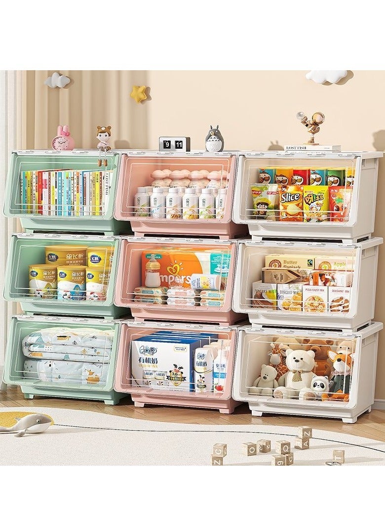 صندوق تخزين البلاستيك لعبة تخزين منظم لعبة تخزين صندوق لعبة كبير مع Flip الغطاء التراكم لعبة الصدر سلة تخزين قوية لغرفة الألعاب وغرفة النوم وحضانة الأطفال وخزانة (أبيض) - Image 2