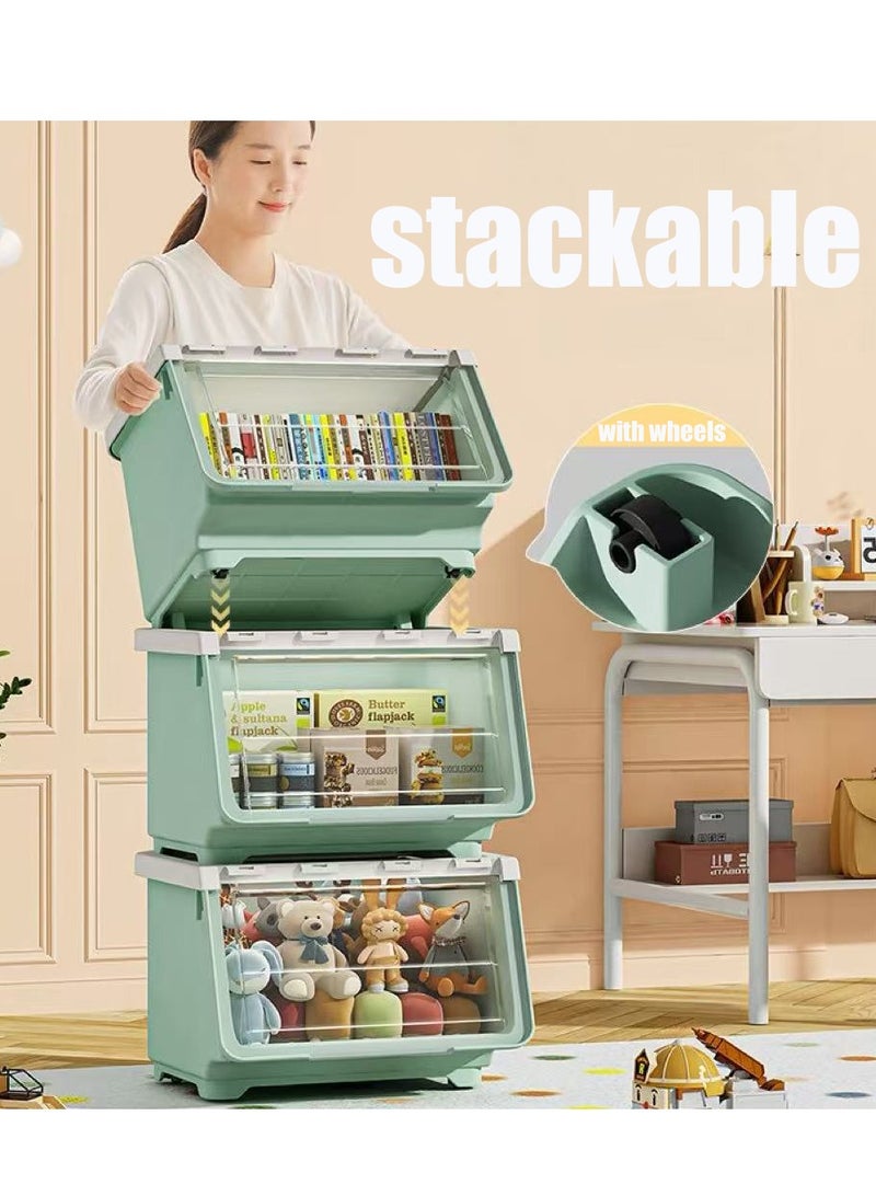 صندوق تخزين البلاستيك لعبة تخزين منظم لعبة تخزين صندوق لعبة كبير مع Flip الغطاء التراكم لعبة الصدر سلة تخزين قوية لغرفة الألعاب وغرفة النوم وحضانة الأطفال وخزانة (أبيض) - Image 5