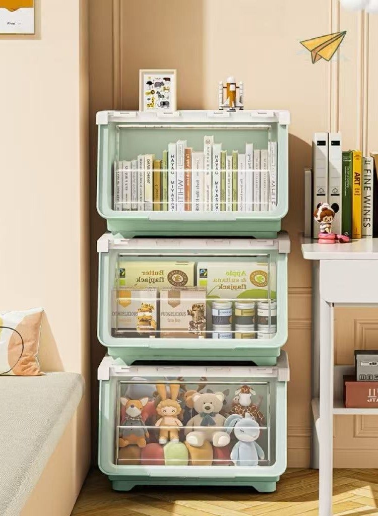 صندوق تخزين البلاستيك لعبة تخزين منظم لعبة تخزين صندوق لعبة كبير مع Flip الغطاء التراكم لعبة الصدر سلة تخزين قوية لغرفة الألعاب وغرفة النوم وحضانة الأطفال وخزانة (أبيض) - Image 4