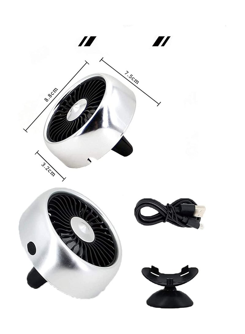 SYOSI Car Cooling Fan USB Mini Portable,3 Speed Fan Control Fan With 360 RotationAir Outlet Type And Vertical Fans,Personal Quiet Electric Fan For Car Home Office Camping (Silver) - Image 2