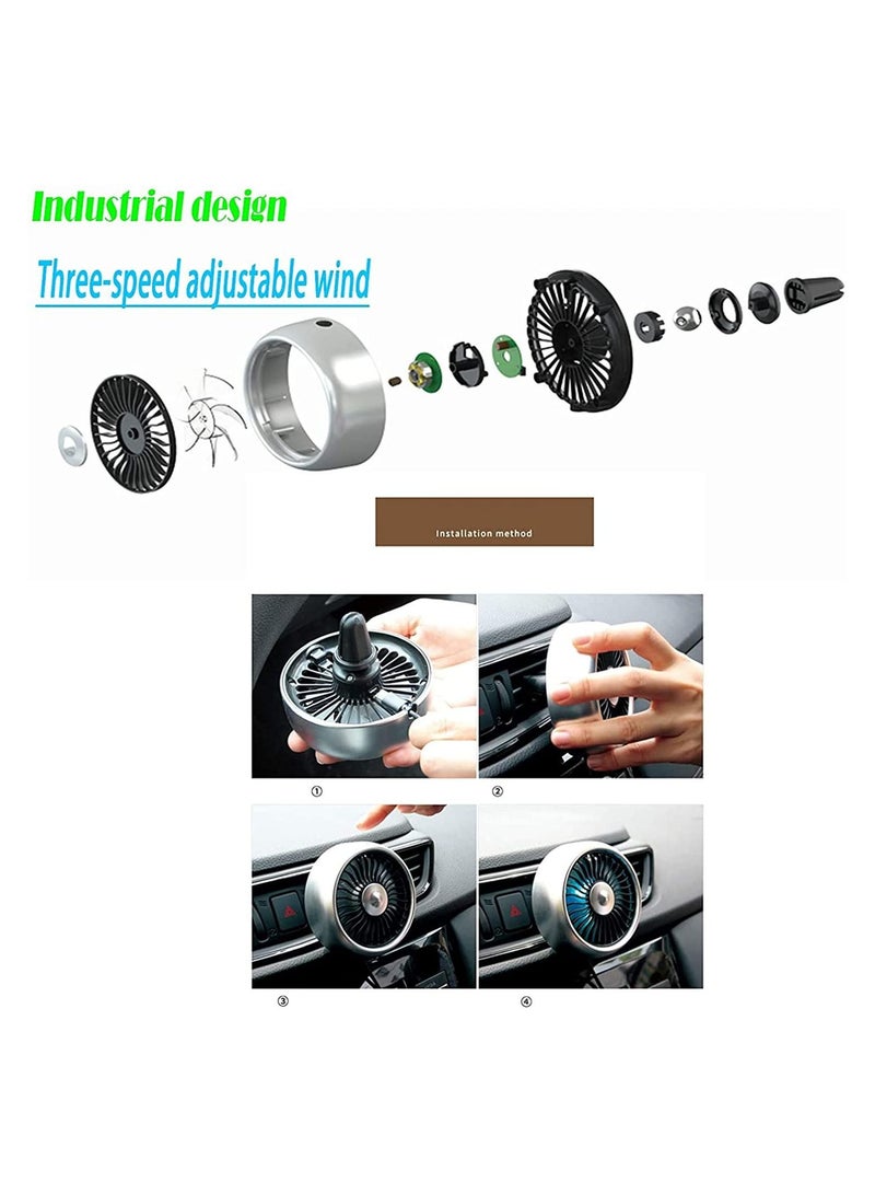 SYOSI Car Cooling Fan USB Mini Portable,3 Speed Fan Control Fan With 360 RotationAir Outlet Type And Vertical Fans,Personal Quiet Electric Fan For Car Home Office Camping (Silver) - Image 3