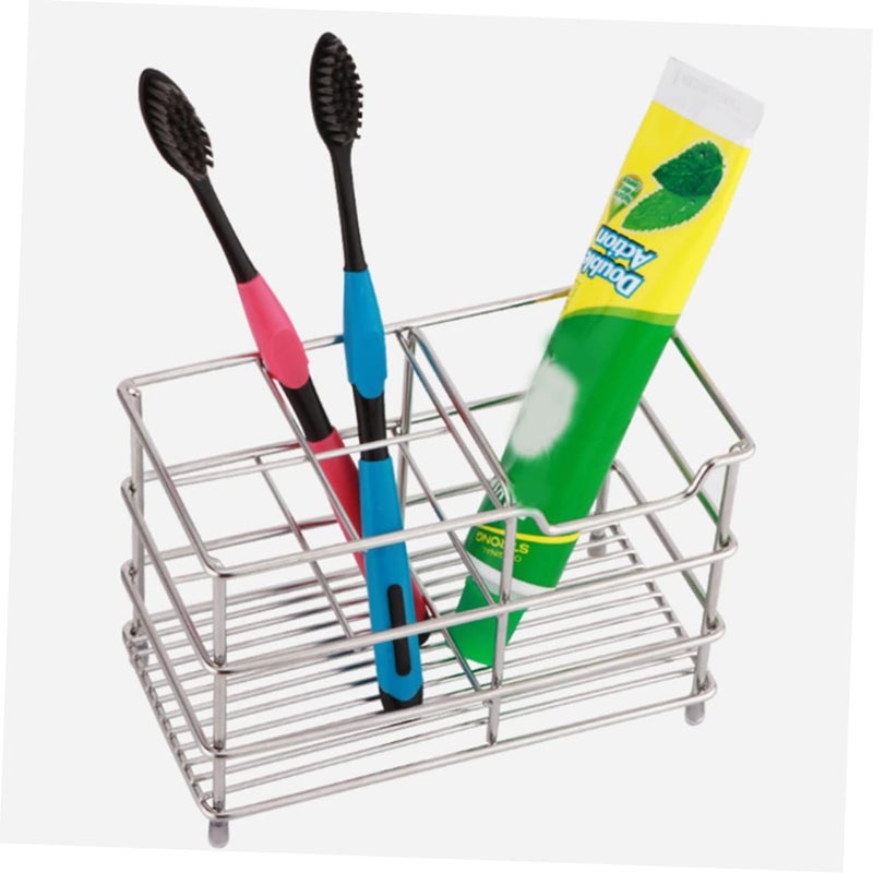 Stainless Steel Toothbrush Holder With Drainage Bathroom Organizer For Tidy Vanity - Image 5