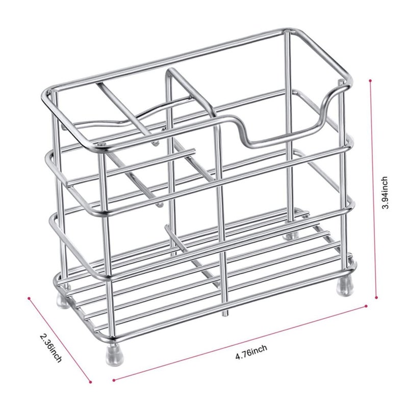 Stainless Steel Toothbrush Holder With Drainage Bathroom Organizer For Tidy Vanity - Image 4